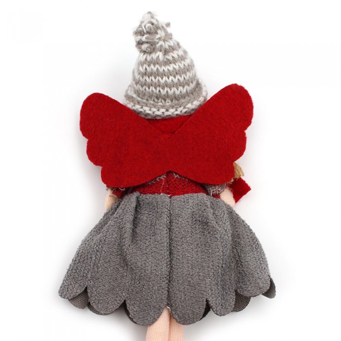 Ange tissu et feutrine gris et rouge