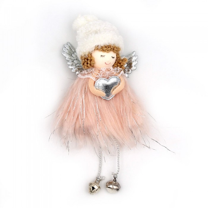 Ange fourrure rose et argent
