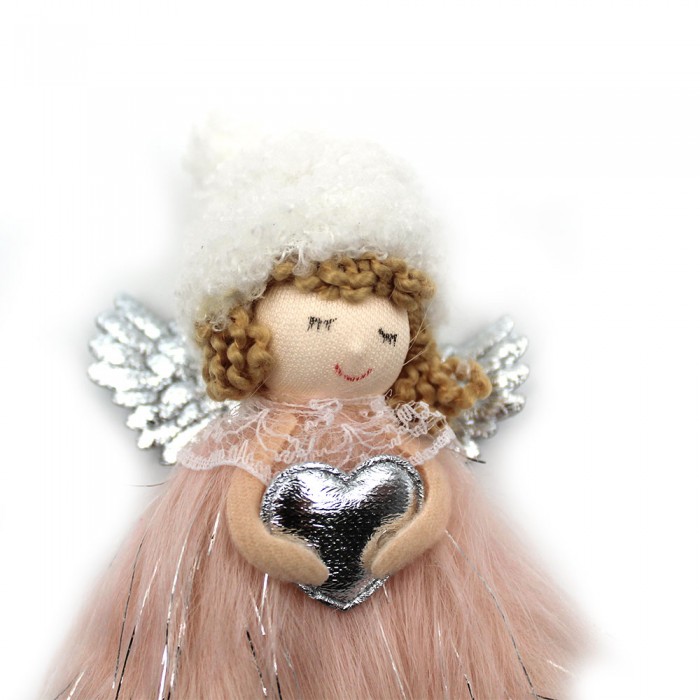 Ange fourrure rose et argent