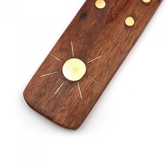 Wood and brass holder for incense sticks