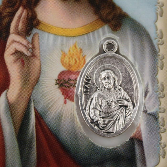 Carte médaille Sacré Cœur de Jésus