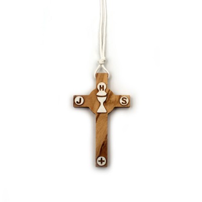 Croix d'aube avec calice Bois d'olivier