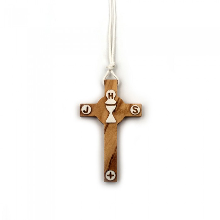 Croix d'aube avec calice Bois d'olivier