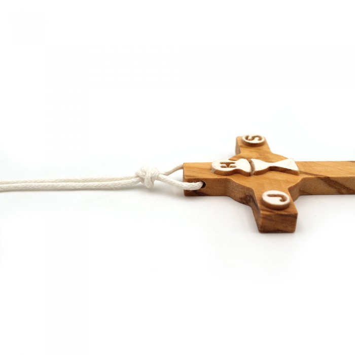 Croix d'aube avec calice Bois d'olivier