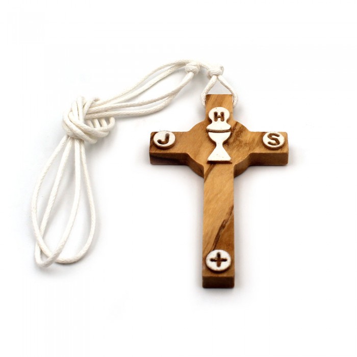 Croix d'aube avec calice Bois d'olivier