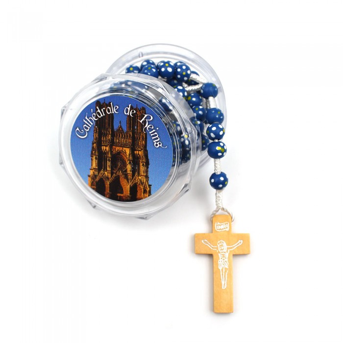 Rosary in painted wood, with Christ