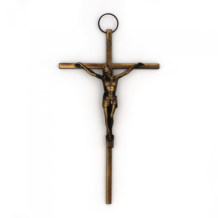 Crucifix en métal façon bronze