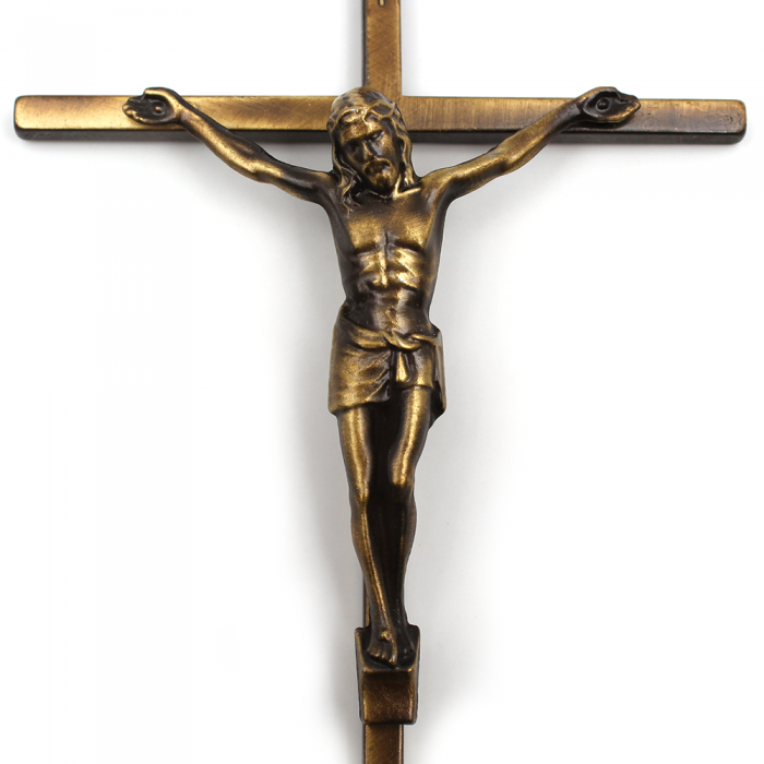 Crucifix en métal façon bronze