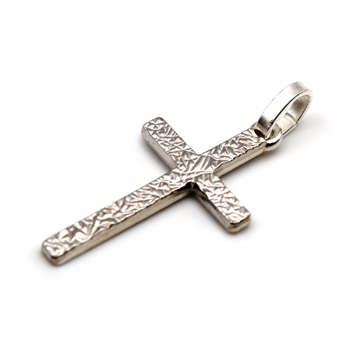 Croix pépite argentée