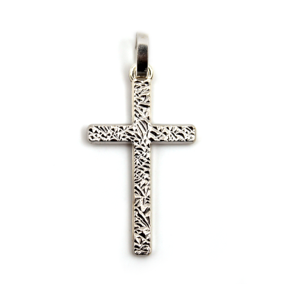 Croix pépite argentée