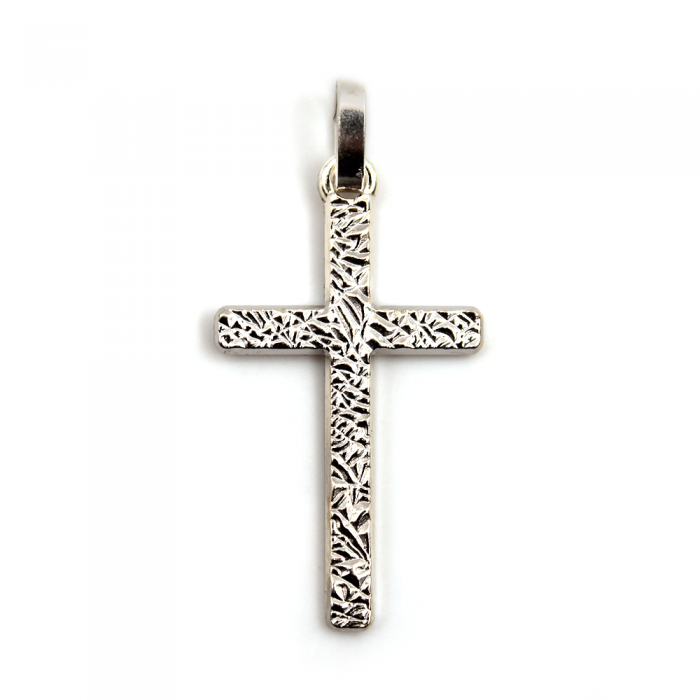 Croix pépite argentée