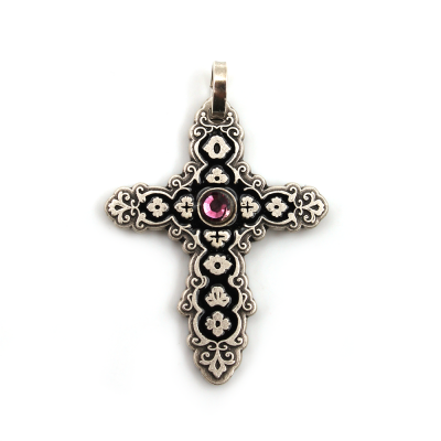 Croix baroque argentée