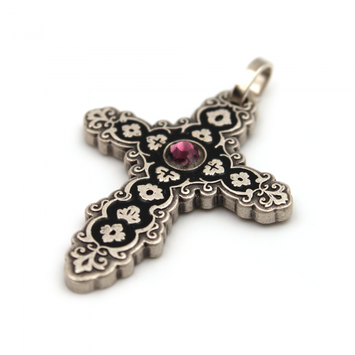 Croix baroque argentée