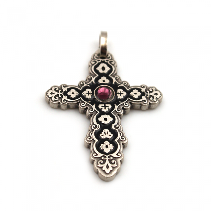 Croix baroque argentée