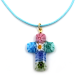 Croix de Murano cordon turquoise