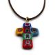 Croix de Murano cordon marron