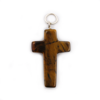 Croix en pierre naturelle, œil de tigre