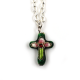 Croix en cloisonné, coloris vert