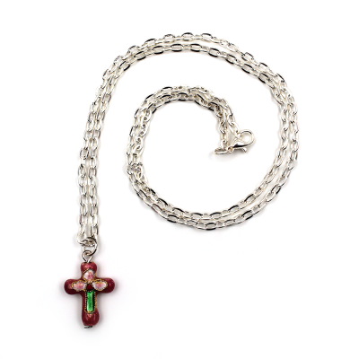 Croix en cloisonné, coloris rose